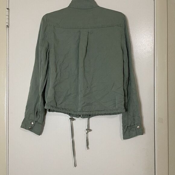 PAIGE army green full zip drawstring jacket size XS - Picture 6 of 7